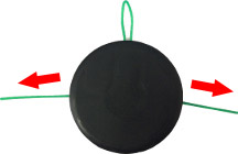 Shows how to remove the trimmer line from the head.