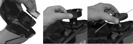 Picture showing how to dismantle the line housing of a trimmer with a threaded shaft.